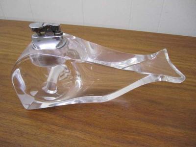 Whimsical Thick Lucite Whale Lighter Mid Century Regency Modern