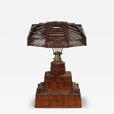 Whimsical Tramp Art Desk or Table Lamp