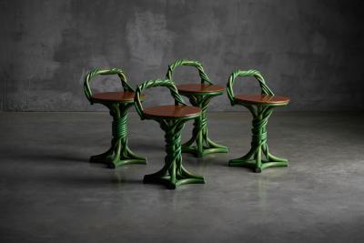 Whimsical Vine Twist Stools France Late 20th Century