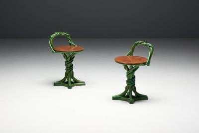 Whimsical Vine Twist Stools France Late 20th Century