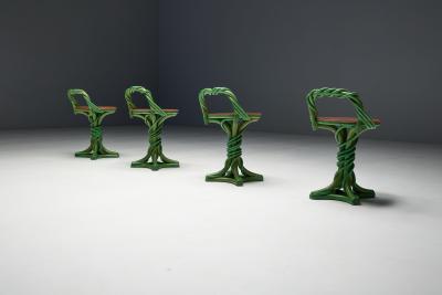 Whimsical Vine Twist Stools France Late 20th Century