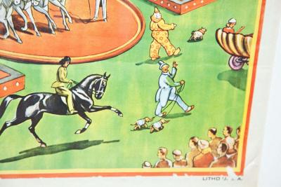 Whimsical and Bright Framed Original 1950s Circus Poster