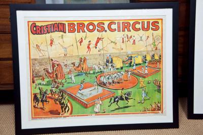 Whimsical and Bright Framed Original 1950s Circus Poster