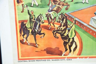 Whimsical and Bright Framed Original 1950s Circus Poster