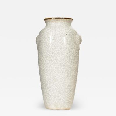 White Crackle Glazed Ceramic Urn Vase
