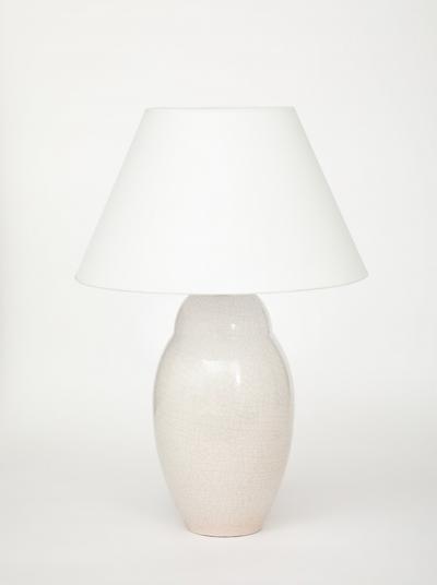 White Crackle Oivid Lamp Manufacture de Boulogne France 1930 s