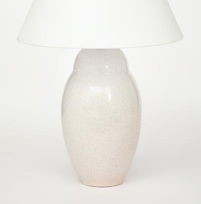 White Crackle Oivid Lamp Manufacture de Boulogne France 1930 s