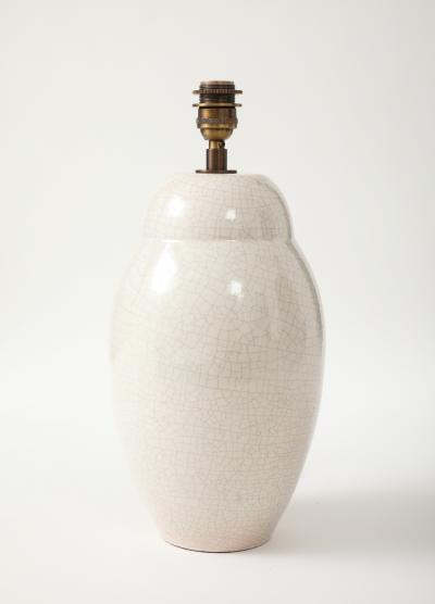White Crackle Oivid Lamp Manufacture de Boulogne France 1930 s