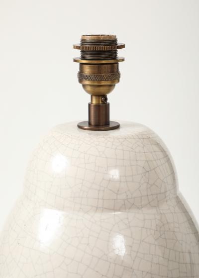 White Crackle Oivid Lamp Manufacture de Boulogne France 1930 s
