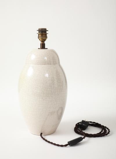 White Crackle Oivid Lamp Manufacture de Boulogne France 1930 s