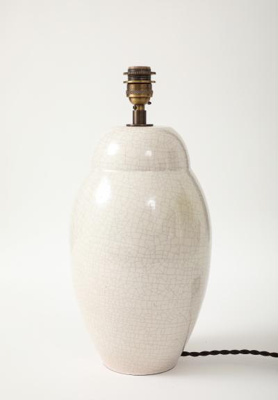 White Crackle Oivid Lamp Manufacture de Boulogne France 1930 s