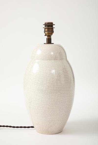 White Crackle Oivid Lamp Manufacture de Boulogne France 1930 s