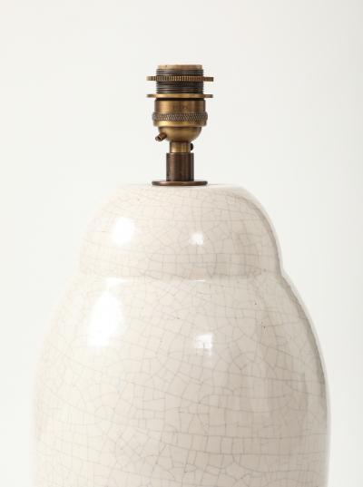 White Crackle Oivid Lamp Manufacture de Boulogne France 1930 s