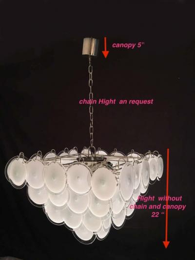 White Disc Murano Chandelier 1970s