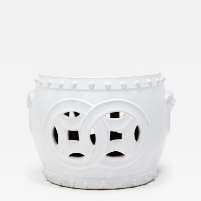 White Double Coin Garden Stool