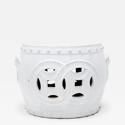 White Double Coin Garden Stool
