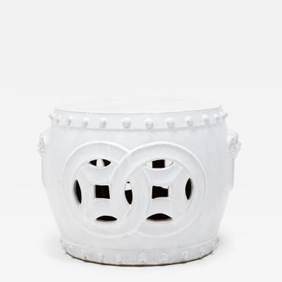 White Double Coin Garden Stool