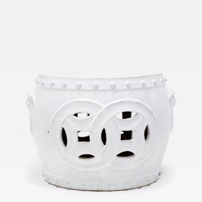White Double Coin Garden Stool