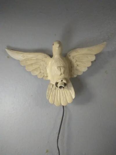 White Dove Carved Wood Wall hanging Lamp