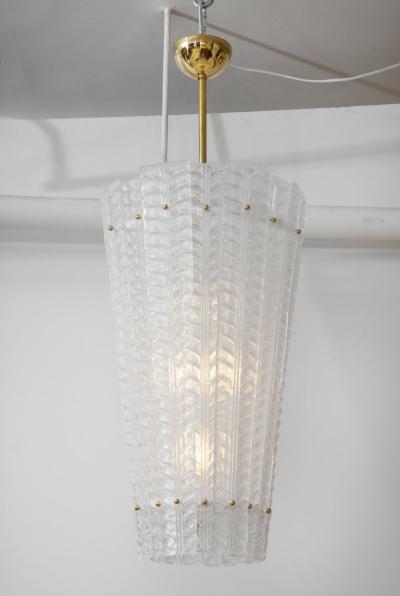 White Frosted Textured Murano Glass and Brass Pendant Chandelier Italy 2022