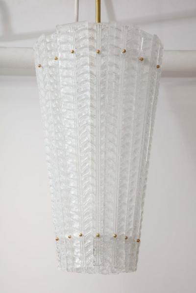 White Frosted Textured Murano Glass and Brass Pendant Chandelier Italy 2022