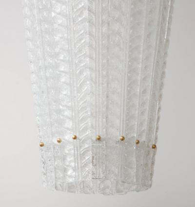 White Frosted Textured Murano Glass and Brass Pendant Chandelier Italy 2022