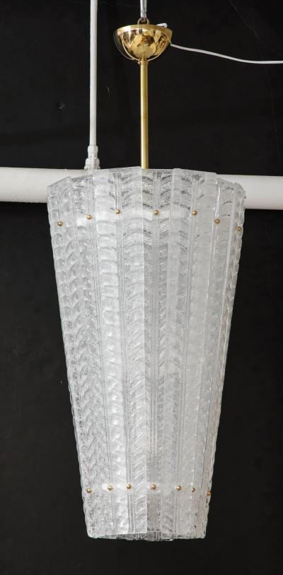 White Frosted Textured Murano Glass and Brass Pendant Chandelier Italy 2022