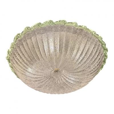 White Graniglia Budino Murano Glass Flush Mount in 70 Style Green Trimming
