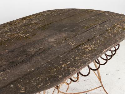 White Iron and Wood Topped Garden Dining Table France 1930s