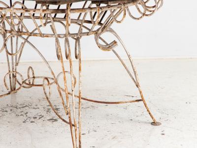 White Iron and Wood Topped Garden Dining Table France 1930s