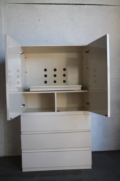 White Lacquered Entertainment Center Attributed to Milo Baughman