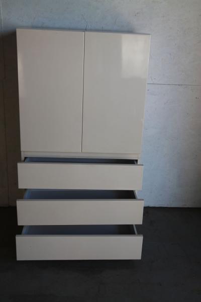 White Lacquered Entertainment Center Attributed to Milo Baughman