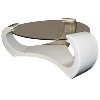 White Lacquered Triskelion Scroll Coffee Table