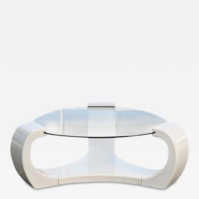 White Lacquered Triskelion Scroll Coffee Table