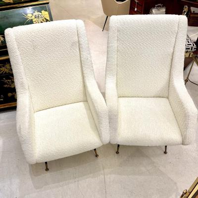 White Lexington Boucl Armchairs