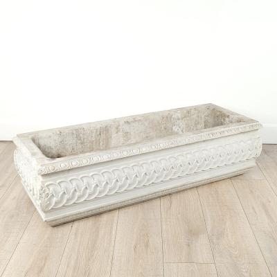 White Marble Carved Classical Rectangular Basin 19th Century or Earlier