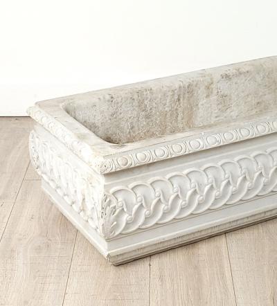 White Marble Carved Classical Rectangular Basin 19th Century or Earlier