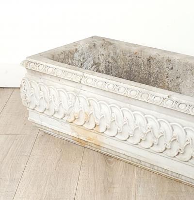 White Marble Carved Classical Rectangular Basin 19th Century or Earlier