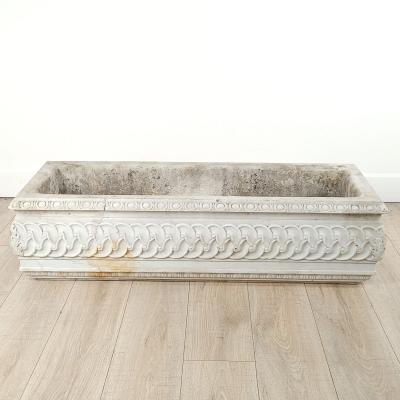 White Marble Carved Classical Rectangular Basin 19th Century or Earlier
