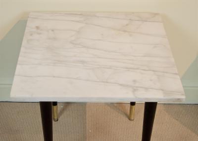 White Marble Top Side Table with Ebonized Legs