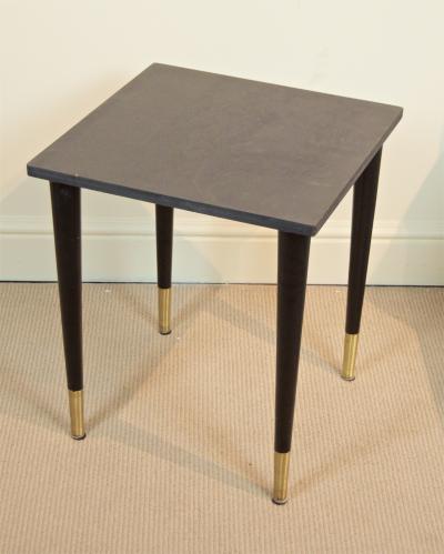 White Marble Top Side Table with Ebonized Legs