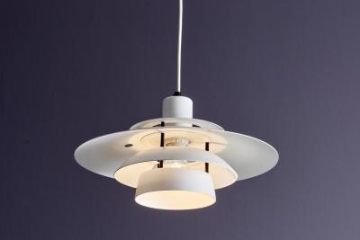White Mid Century Modern Pendant Lamp in the Style of Poul Henningsen