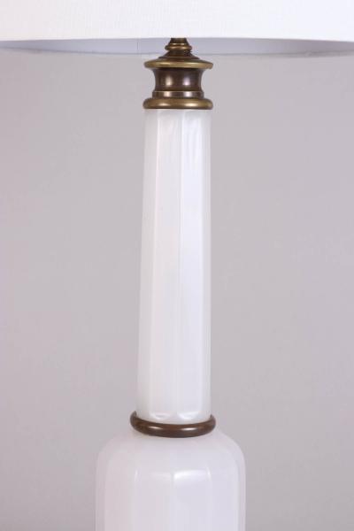 White Opaline Column Lamp 19th c