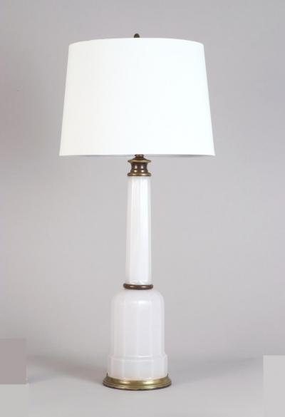 White Opaline Column Lamp 19th c