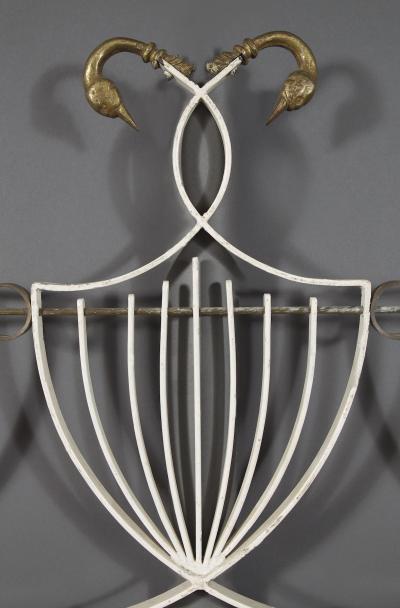 White Painted Iron Mirror with Gilt Brass Detailing 12 Beveled Mirror Plates