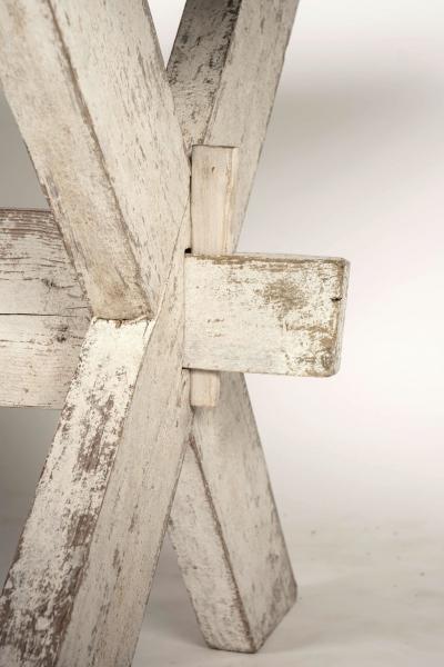 White Painted X Leg Trestle Base Swedish Dining Table