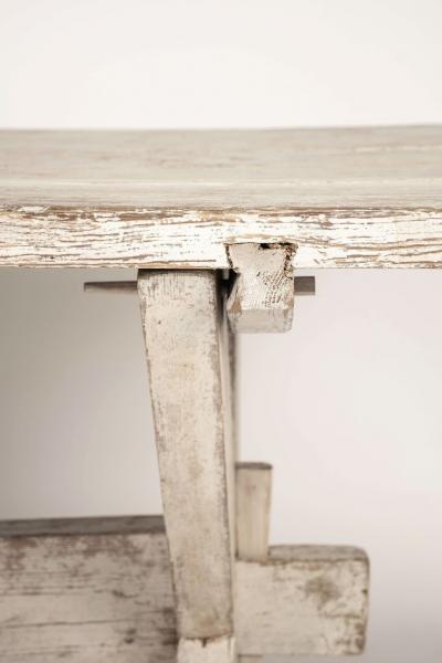 White Painted X Leg Trestle Base Swedish Dining Table