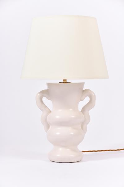White Polished Plaster Table Lamp by Dorian Caffot de Fawes