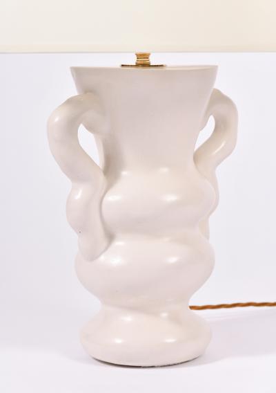 White Polished Plaster Table Lamp by Dorian Caffot de Fawes