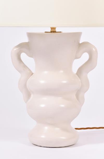 White Polished Plaster Table Lamp by Dorian Caffot de Fawes